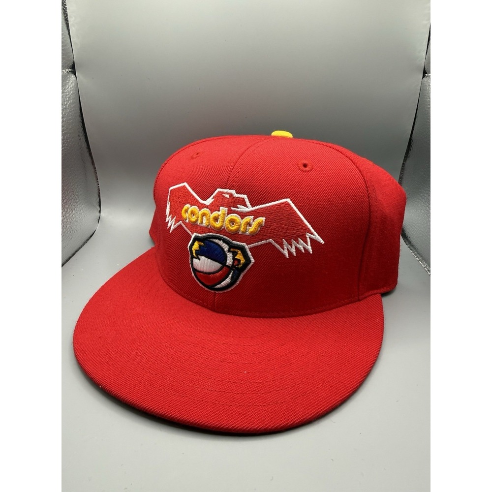 Atlanta Hawks Mitchell & Ness Condors Fitted Hat 7 1/4 Red Yellow Retro - Picture 3 of 8